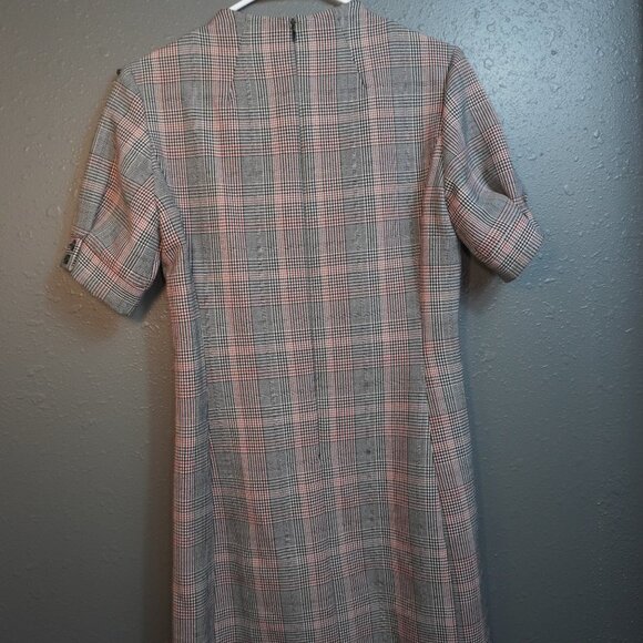 H&M Womens Plaid Red Black And White Short Sleeve Herringbone Dress Size 6 - Picture 5 of 6